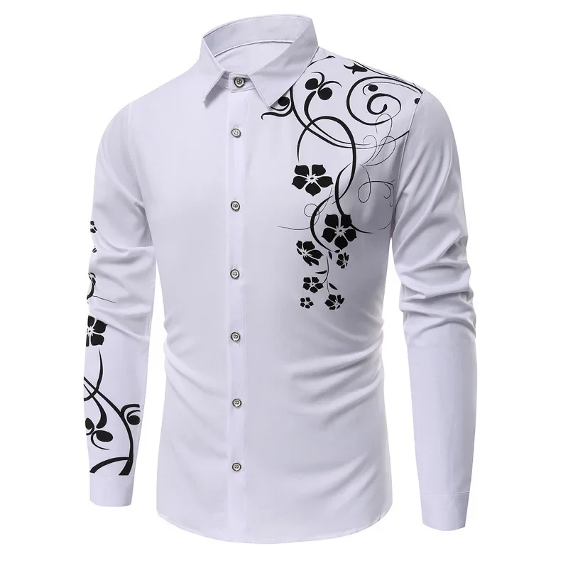 

2024 New Fashion Loose Men's Digital Printed Hawaiian Outing Wear Spring and Autumn Long Sleeve Tops