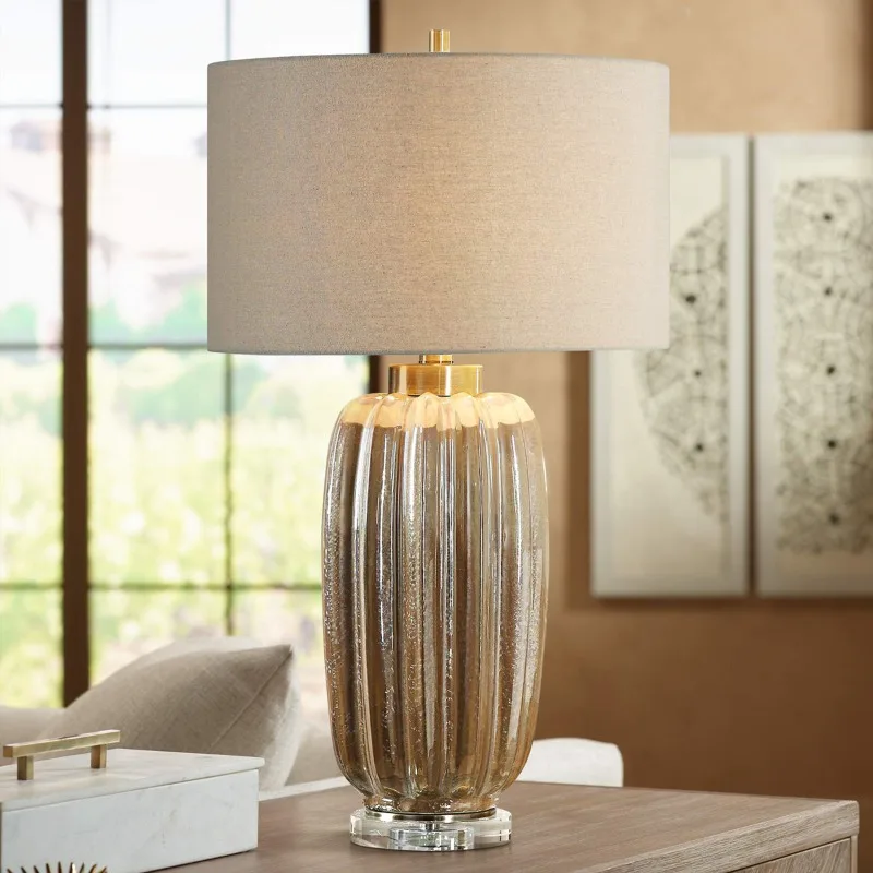 

American Modern Luxury Ceramic Table Lamps LED Fabric Lampshade Living Room Hotel Bar Bedroom Office Restaurant Study Desk Light