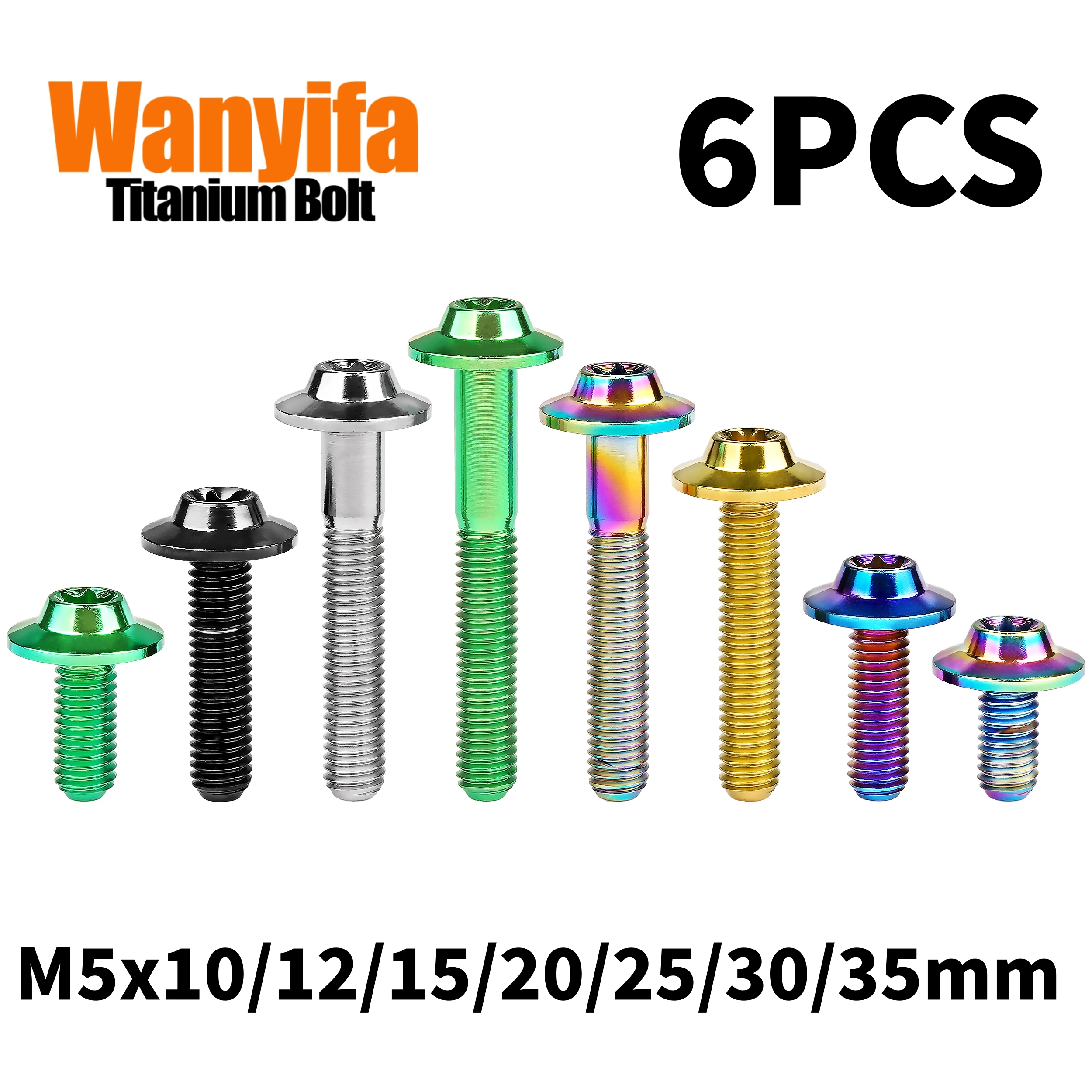 

Wanyifa 6PCS Titanium Bolt M5x10/12/15/20/25/30/35mm Butterfly Umbrella Head Plum Suitable for Bicycle Assembly