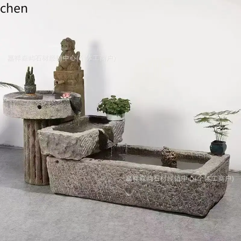 

DSA Flowing Water Fish Tank Outdoor Courtyard Stone Carving Flowing Water Ornament for B&B Hotel Fish Pond Landscaping