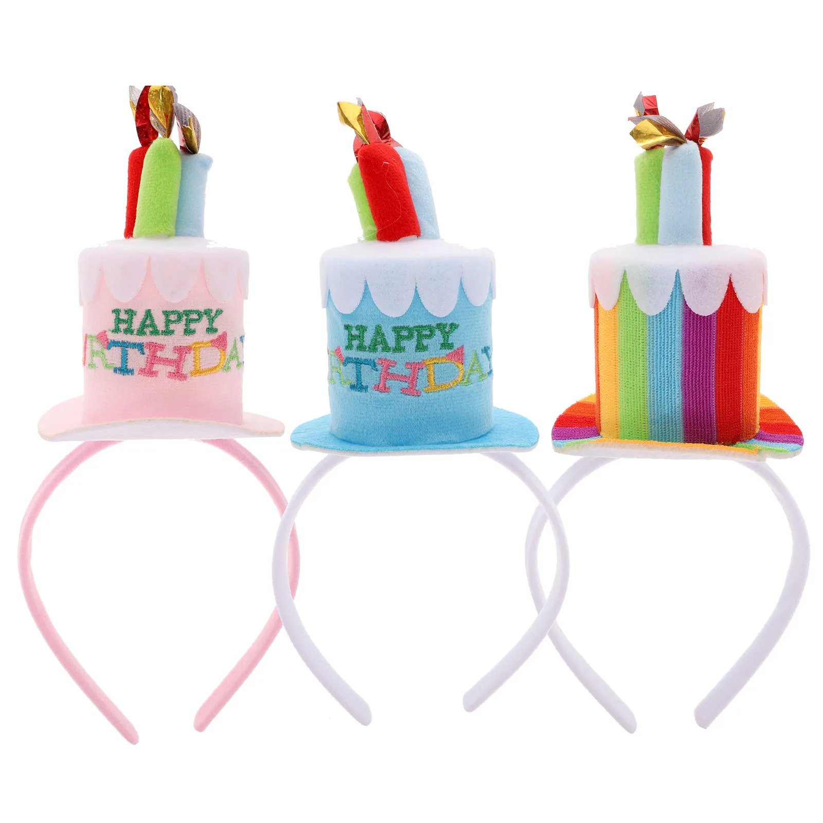 

3Pcs Kids Hair Hoops Birthday Design 3D Decorative Headband for Children Safe Lightweight Reusable Party Hair Accessory