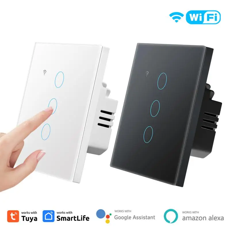 

Wifi Smart Touch Switch 1/2/3/4 Gang Eu Switch Smart Life Fire Switch App Remote Control Tuya Work With Alexa Home