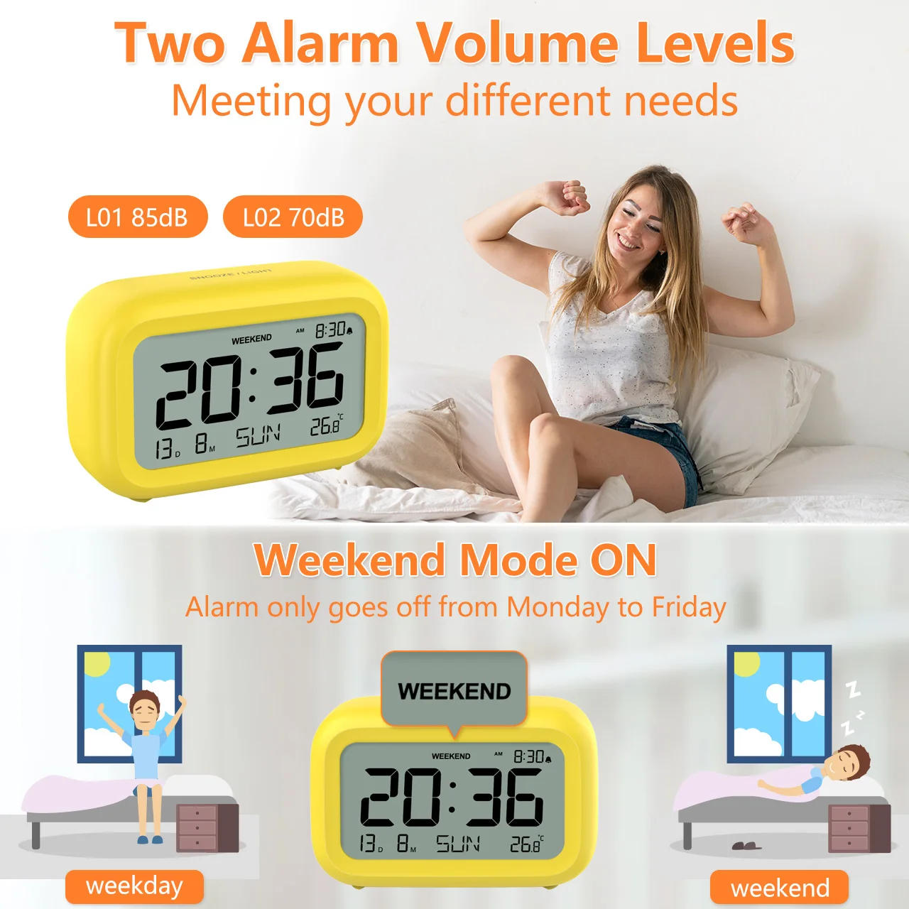 Fashion Digital Desktop Table Alarm Clocks LED Digital Alarm Clock For Kids Home Office Backlight Snooze Calendar Alarm Clocks