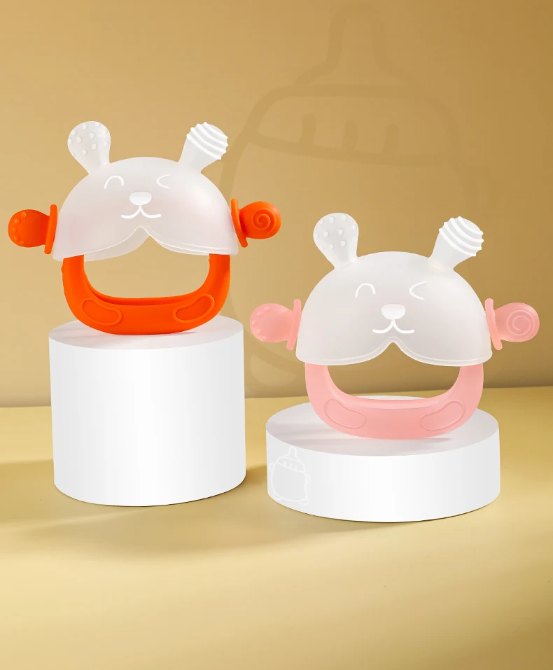 360 ° Handsaugschutz-Beißring – süßes Hasen-Design mit Vollhandgriff, hohlen und festen Beißoberflächen, Babyspielzeug – Detail 9