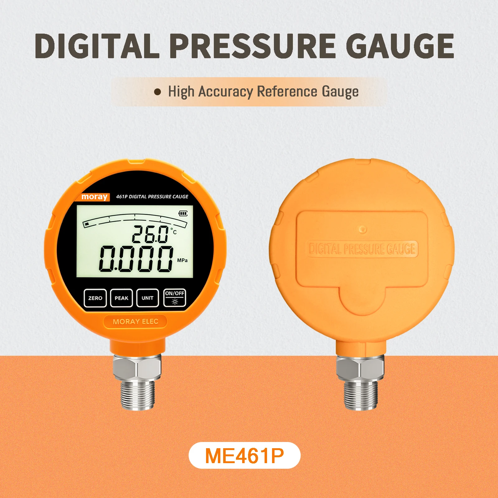 

MORAY ME461P High Precision Digital Vacuum Water Liquid Hydraulic Air Oil Fuel Bar Meter Digital Manometer Pressure Gauges