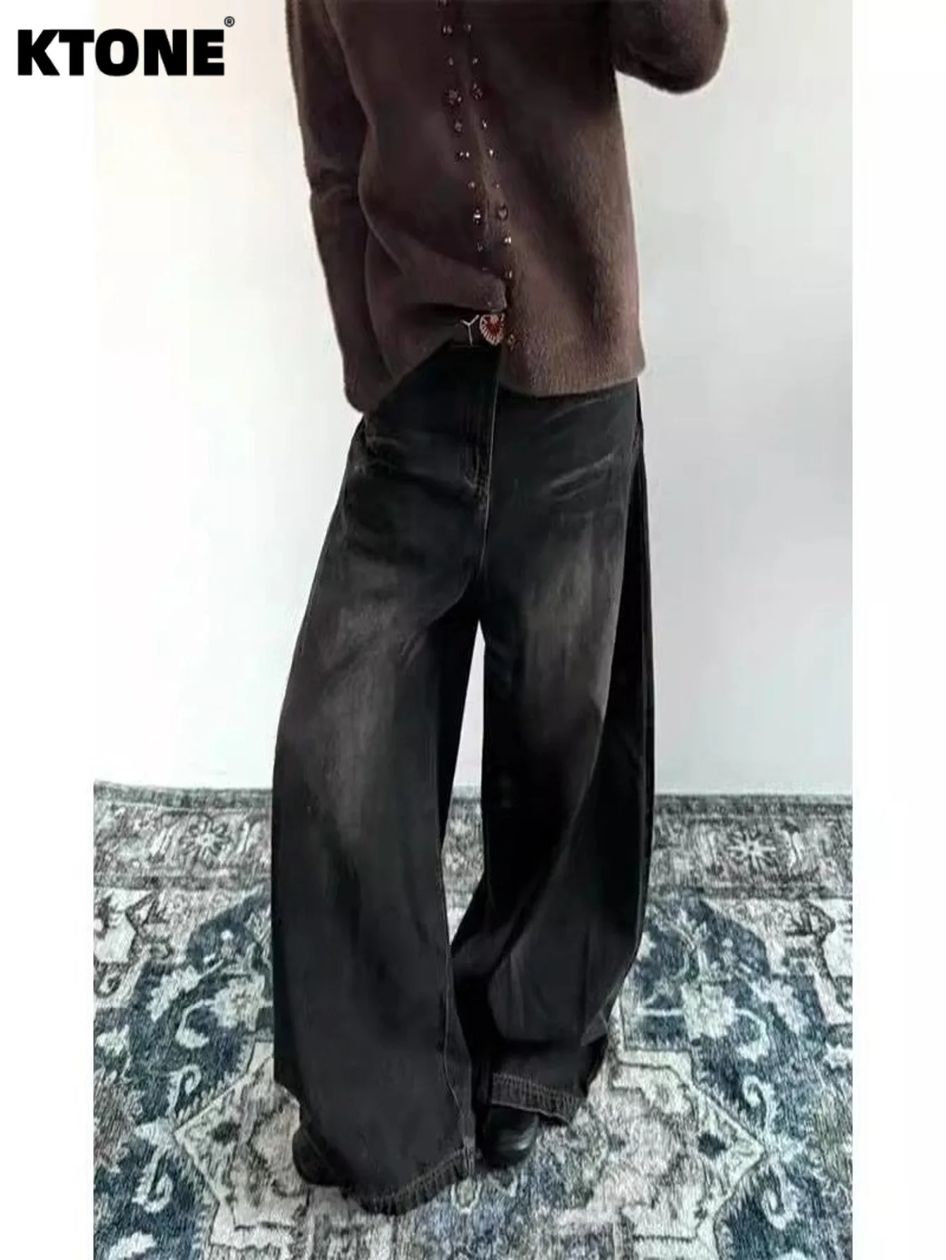 

Light Retro Black Baggy Jeans Drip Y2K For Man For Dating Casual Denim No accessories or belts included