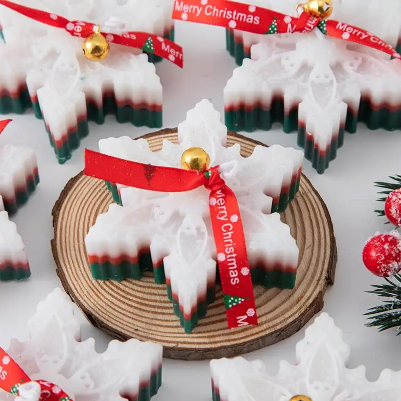 قطعة واحدة من شمعة الروائح على شكل ندفة الثلج - ديكور منزلي إبداعي لعيد الميلاد والشتاء، هدية تذكارية احتفالية