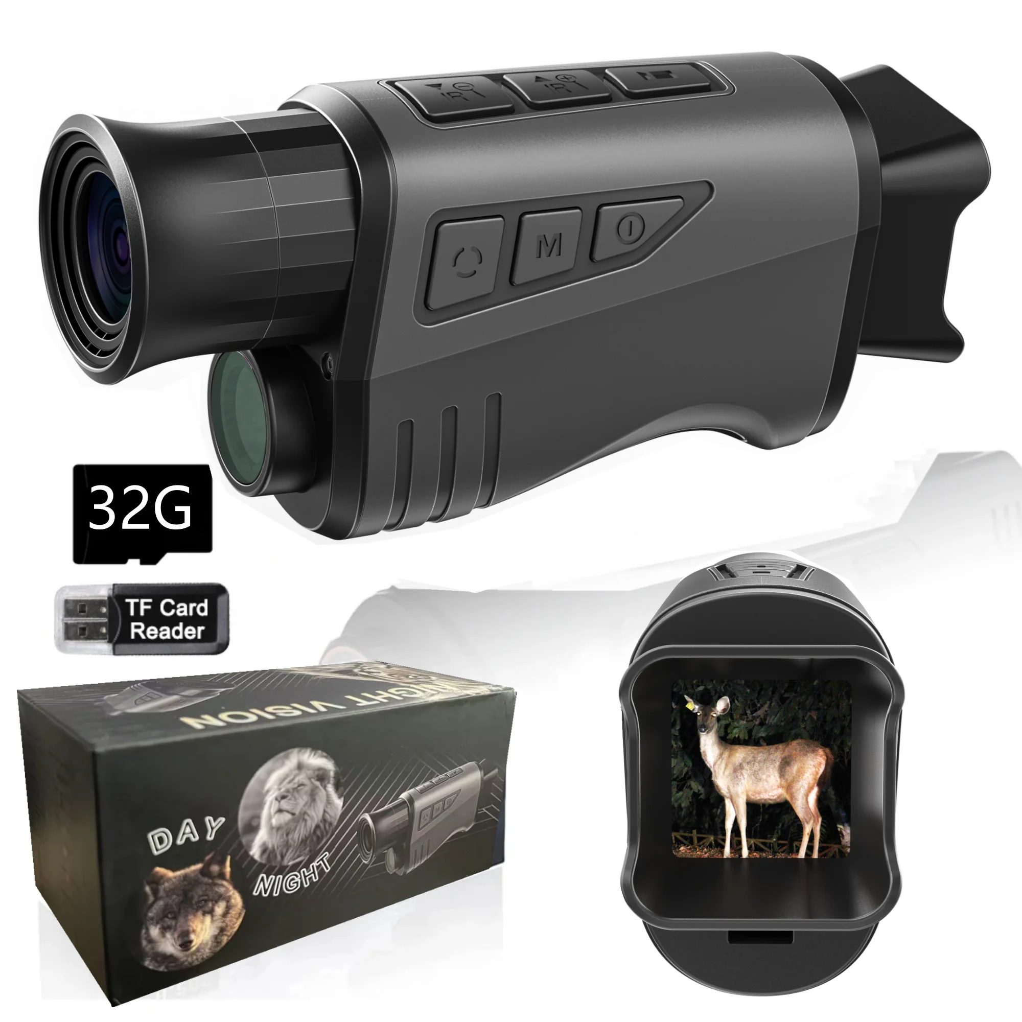 1080P HD Monoculaire nachtzichtcamera Infraroodcamera 16X digitale zoom 300m buitenjachttelescoop voor zoektochten in volledige duisternis