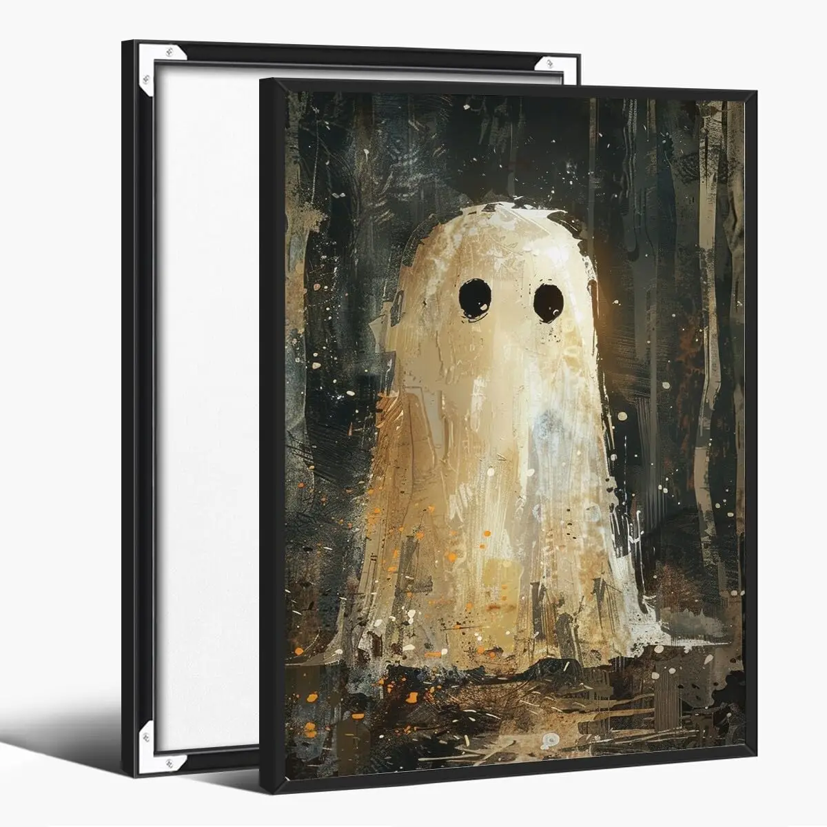 Vintage Spooky Ghost Halloween Poster Dark Academia Wind Cute Room Canvas Wall Art Decor,For Bedroom Living Room ings24x36inch