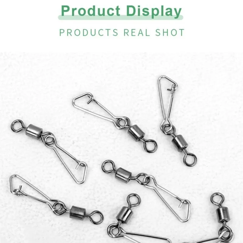 50PCS Fishing Rolling Swivels Connector Barrel Snap Fishhook Swivels Tackle for Lure Hooks Pesca Fishing Accessories