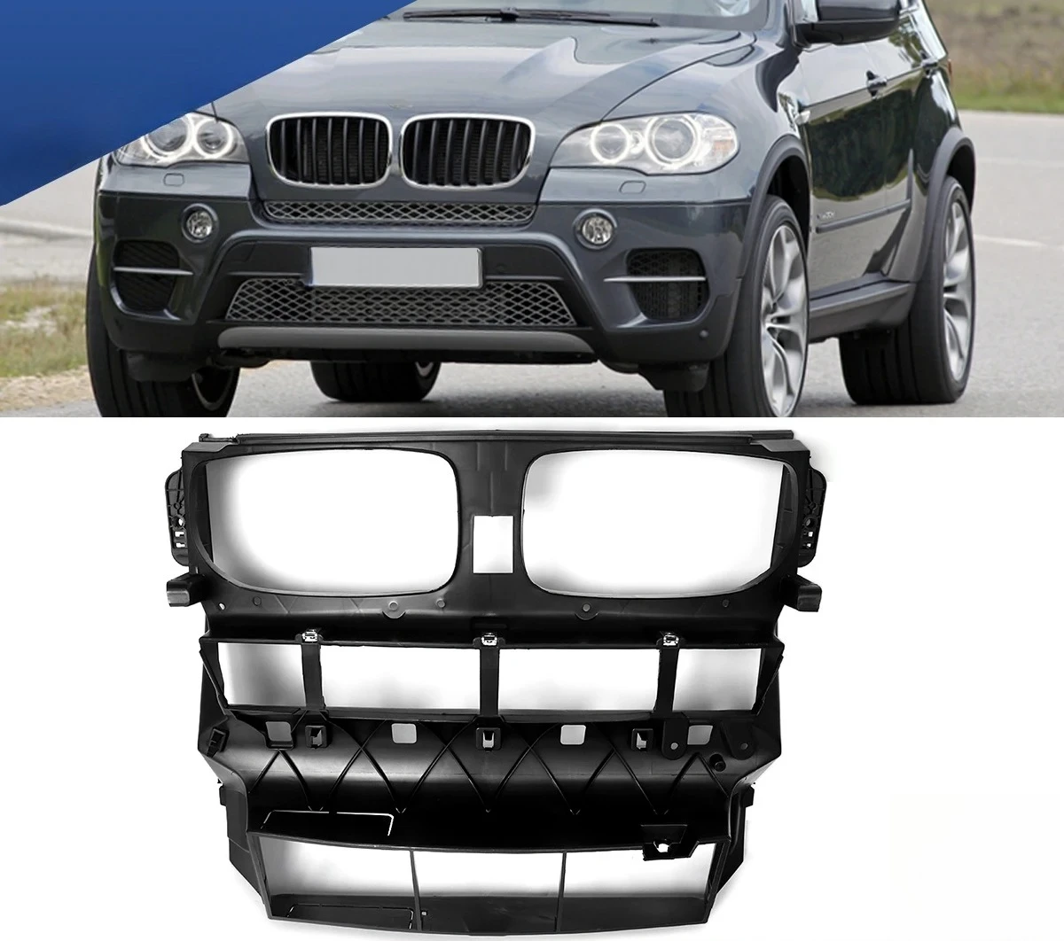 For BMW X5 E70 2010 2011 2012 2013 30i 35d 50i Front Radiator Grille Support Air Duct Hose Black Replace for 51647222952