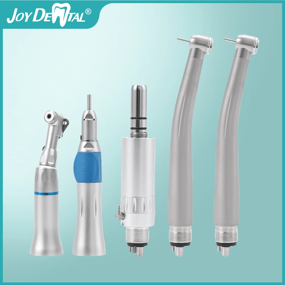 JOY DENTAL Dental High & Low Speed Handpiece Kit Standard Push Button Single Way Water Spray E-type Air Motor M4 / B2 Whole Set