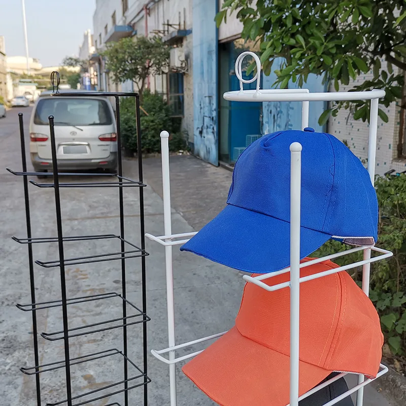 custom.Kainice Custom Retail Clothes Store Black Standing Display Shelf Hat Metal Floorstand Baseball Display Rack