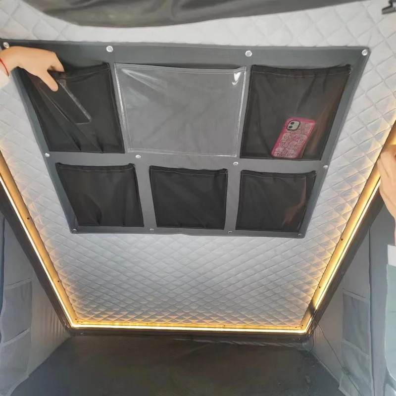 Outdoor Camping Vehicle Accessories, Aluminum Triangular Hard‑Rooftop Tent with OX Fabric Four‑Season Quick‑Setup Function