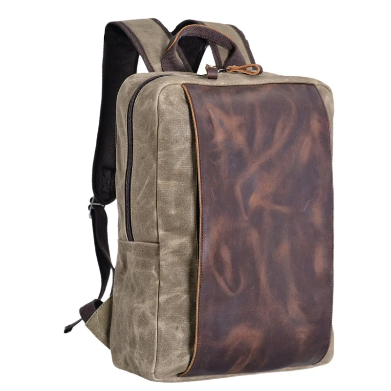 nesitu-highend-green-grey-khaki-black-vintage-genuine-leather-waxed-canvas-14-inch-laptop-women-men-backpack-travel-bag-m5175