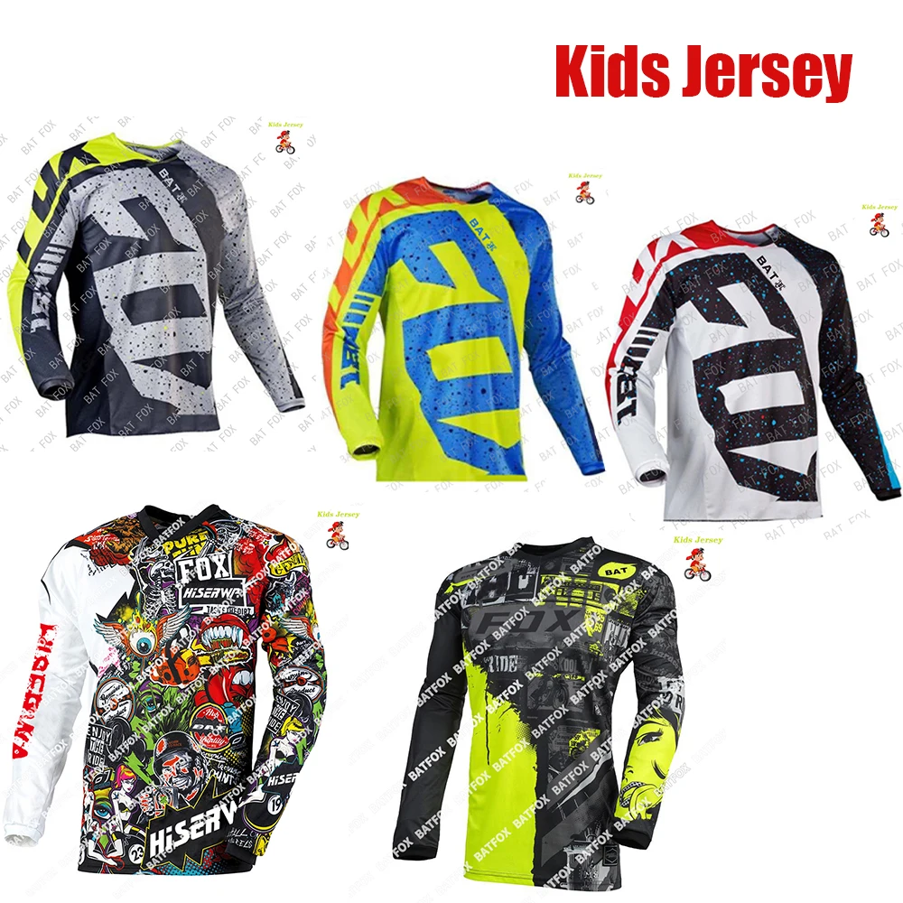 Kids Off Road Racing T-shirt BATFOX Downhill Jersey MTB Bike Jersey Children\'s Motocross Jersey DH MX child motocross clothes