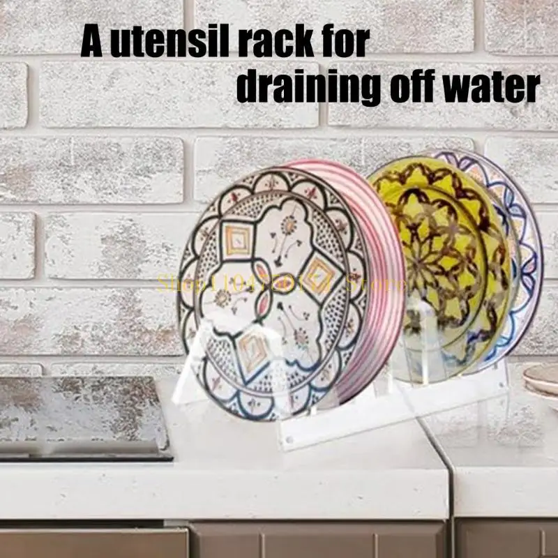 Elegant Dinnerware Display Stand Acrylic Plate Holder With 6 Slots Setting Plate Rack For Showcasing Dinnerware top sale