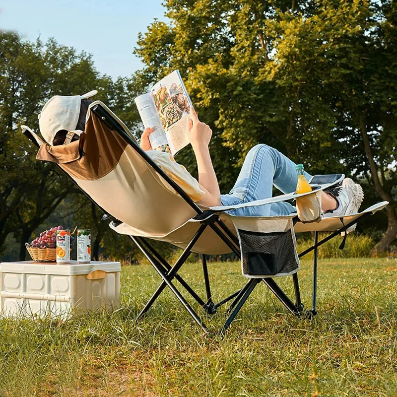 Summer Camping Portable Sun Lounger Outdoor Chair For Living Room Recliner With Storage Bag Garden Furniture Folding Chair