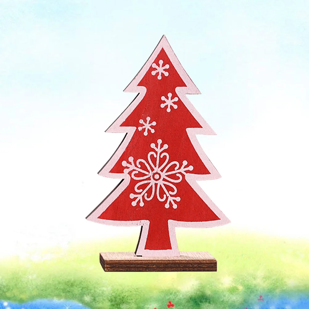 

Mini Wooden Christmas Tree Desktop Decoration Snowflake Pattern Xmas Party Ornament for Holiday Wedding Birthday New Year