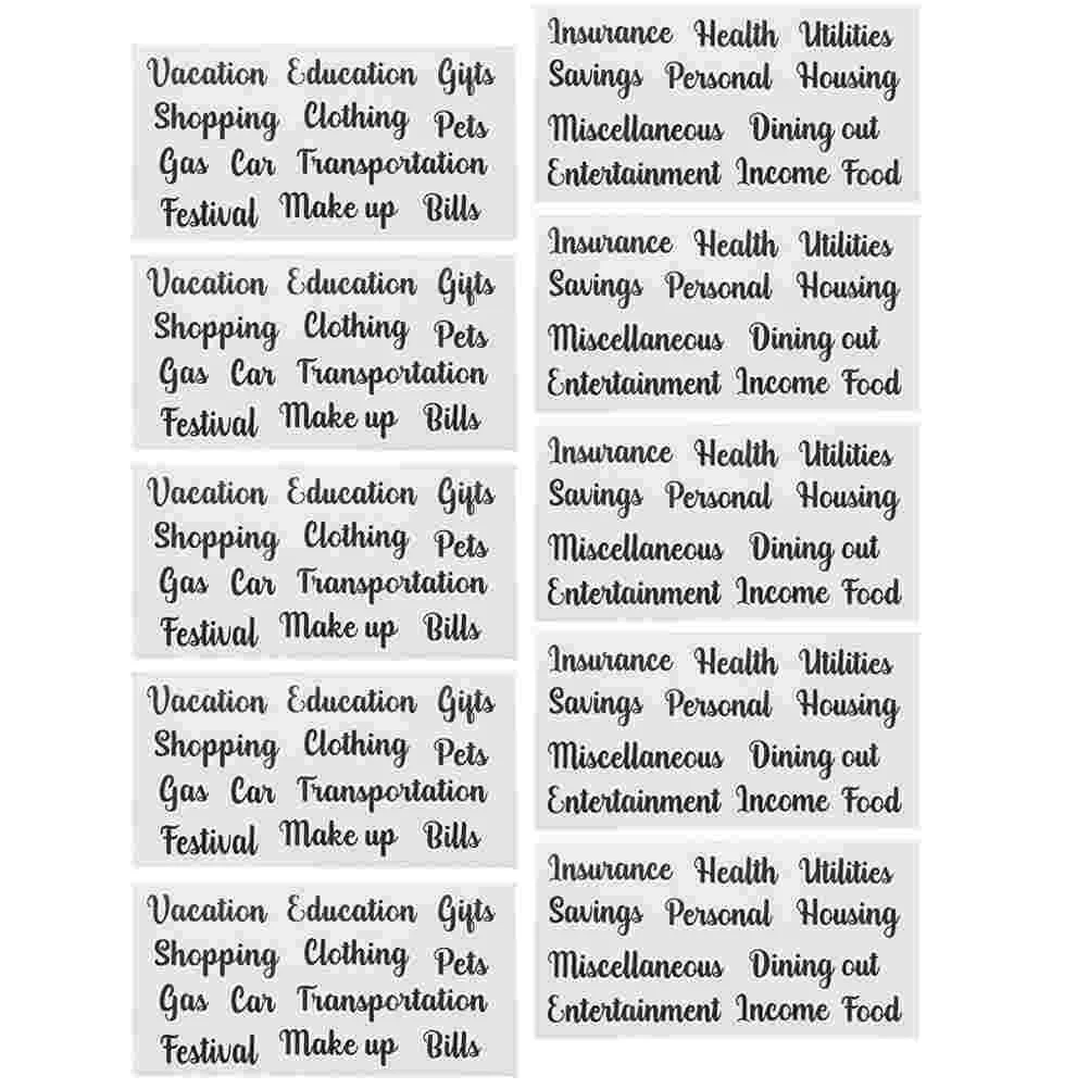 5 Sets Mini Cash Budget Sticker Pvc Self-adhesive Envelope Label Stickers Accessory