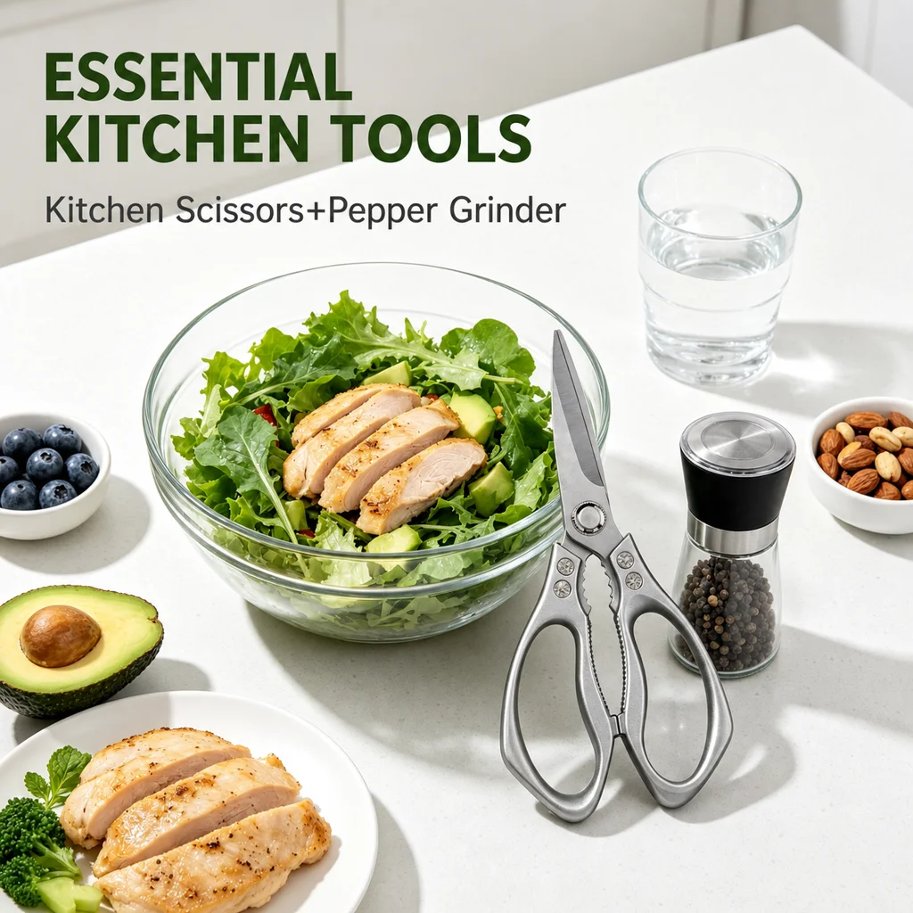 1/2Pcs,Kitchen Scissors,Pepper Grinder With A Variety Of Handle Materials To Choose From; Multi-Functional Tool Food Scissors