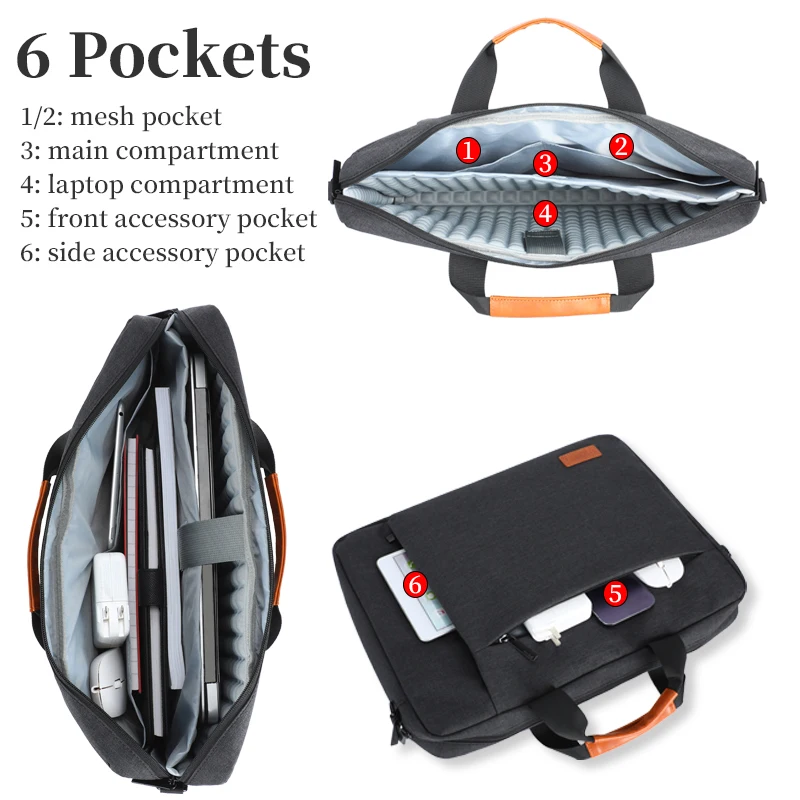Men Laptop Bag 15.6 Inch Business Briefcase Messenger Shoulder Bag for 16 inch MacBook Pro M5 M4 Acer HP Lenovo Dell ASUS Huawei