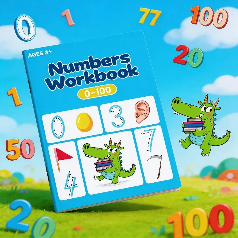 Children's Enlightenment Exercise Book, Practice Copybook, Writing Aid Book Digital 0-100 Writing Practice, Pen Control Training