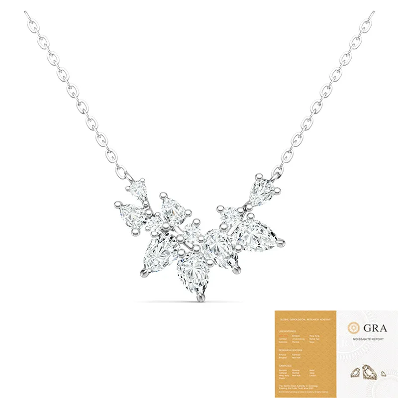 

Роскошное серебряное ожерелье из стерлингового серебра 925 пробы с каплевидным муассанитом, сертификат GRA - элегантный ювелирный аксессуар