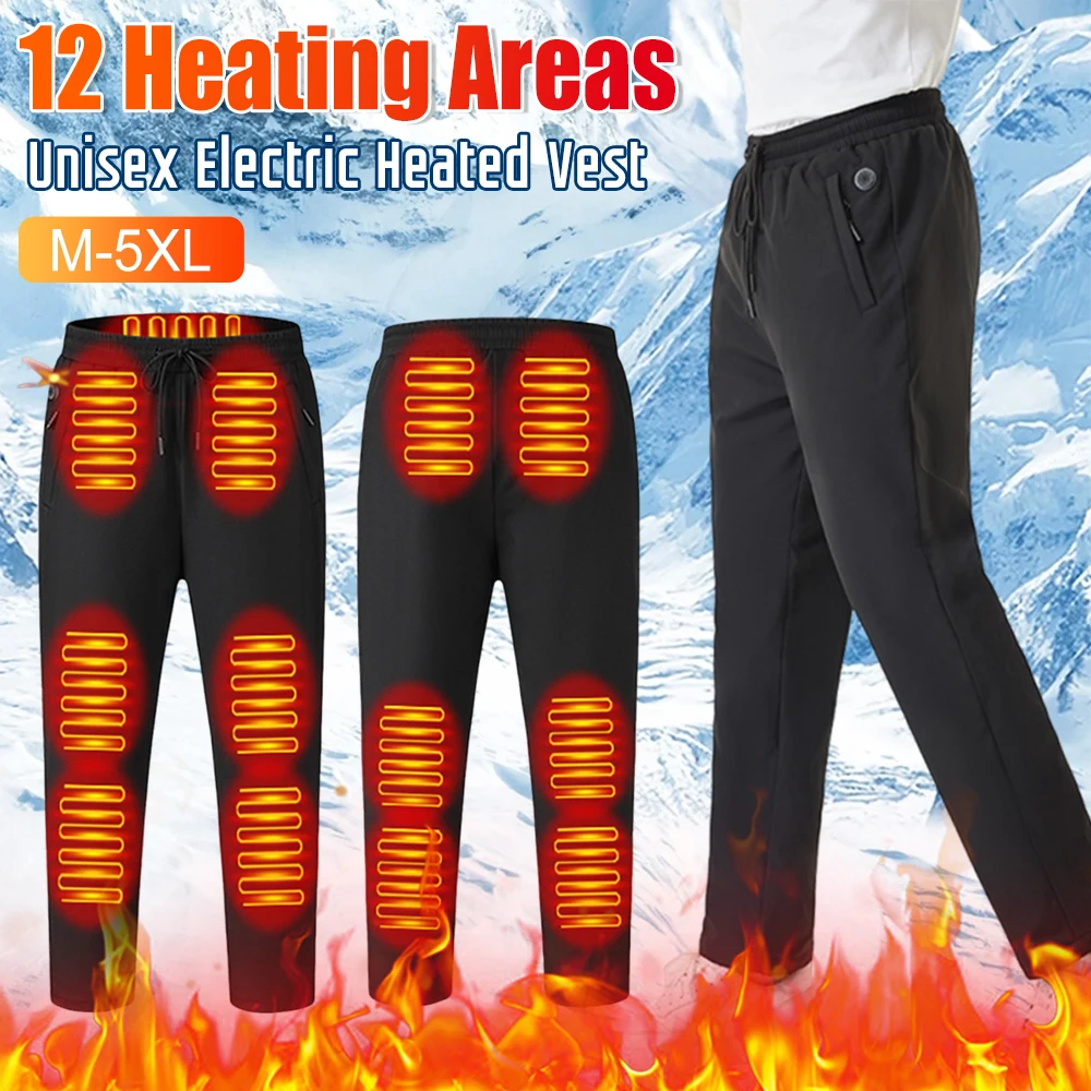 

Unisex Heated Pants 12 Heating Zones Electric Heated Trousers 3 Temperature Modes Waterproof Winter Electric Warmer Clothing