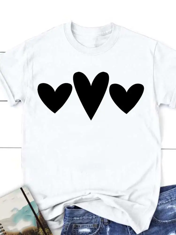 

Tee T-shirt Fashion Graphic T Shirt Clothes Women Clothing Love Printing Casual 90s Short Sleeve Summer Cartoon Female Top