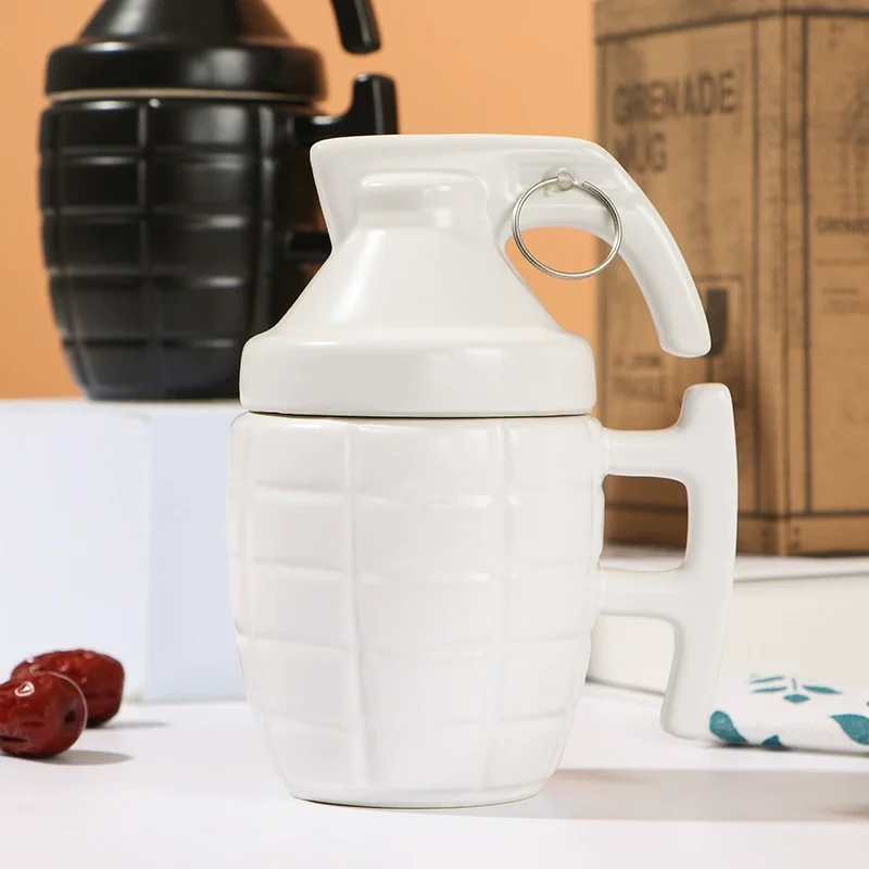 Creative Grenade Mug Funny Coffee Cup Shaped Ceramic Cup with Lid Modeling Cup Living Room Home Decoration Coffee Mug - Image 6