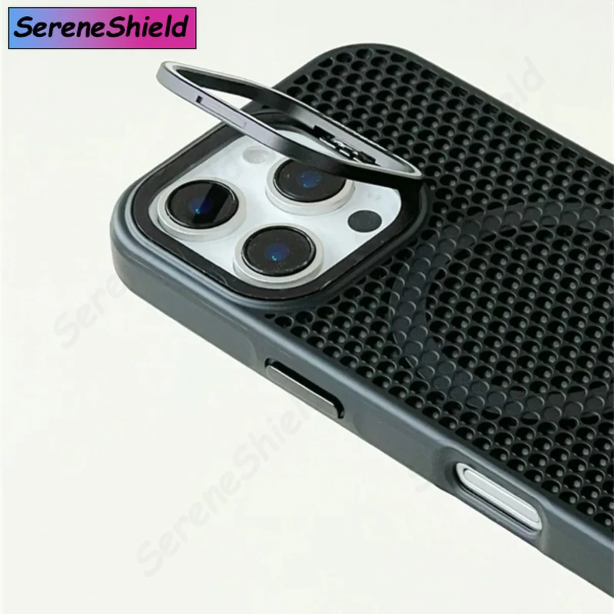 

Honeycomb Grid Mesh Cooling for Magsafe Case for iPhone 16 17 Pro Max 15 14 13 12 11 Alloy Lens Bracket Wireless Charging Cover