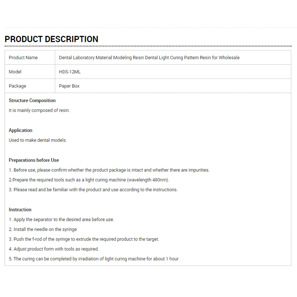 Dental Lab Materials Light Curing Pattern Resin Flow LC Implant Abutment Jig Modeling Resin Inlay Dentistry Technician Goods