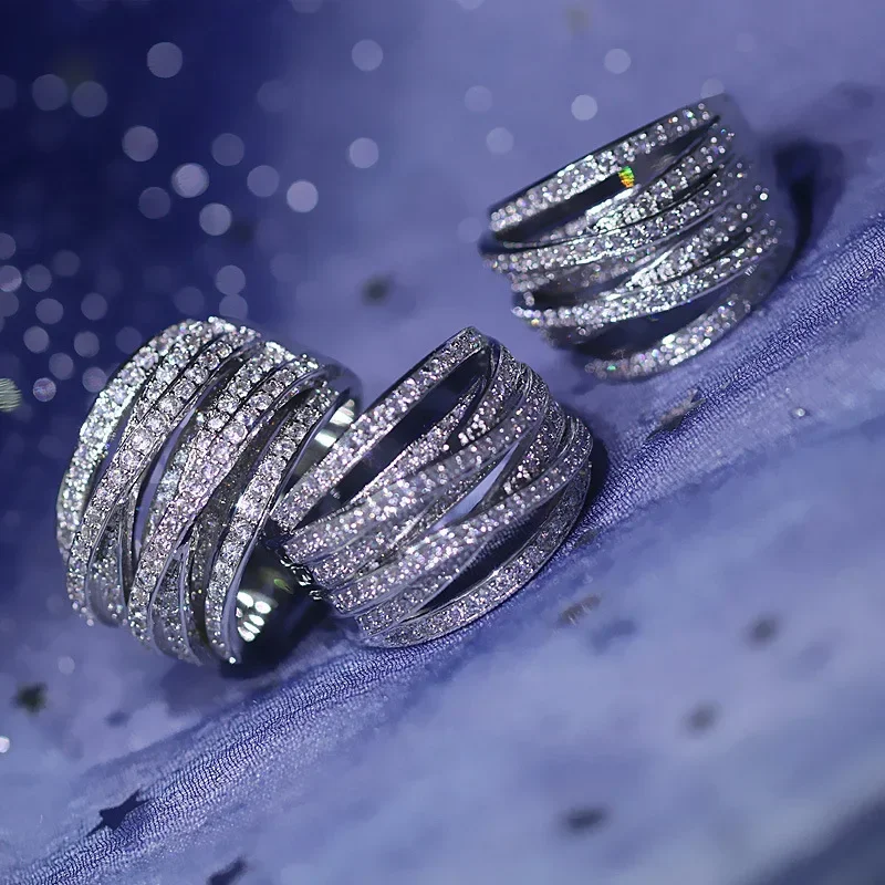 New Luxury Elegant Fashion Trend Zircon Ring for Women Wedding Engagement Bride Temperament Personality Niche Design Jewelry