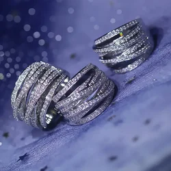 New Luxury Elegant Fashion Trend Zircon Ring for Women Wedding Engagement Bride Temperament Personality Niche Design Jewelry