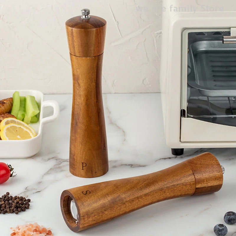 Molinillo de pimienta de madera, juego de botellas de molienda de sal marina, pimienta Manual de cocina, tarro de condimentos, núcleo de cerámica, regalo de cumpleaños