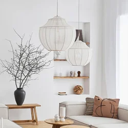 Modern Fabric Wabi Sabi Led Pendant Lights For Living Room Dining Room Home Decorations Chandelier Bedroom Bedside Hanging Lamp