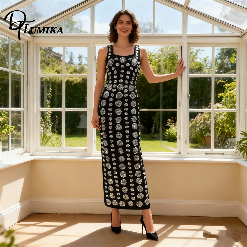 

DTLumika Роскошное женское вечернее платье макси с рукавами-майками, индивидуальный размер и цвет, вечернее платье, свадебное платье для гостей