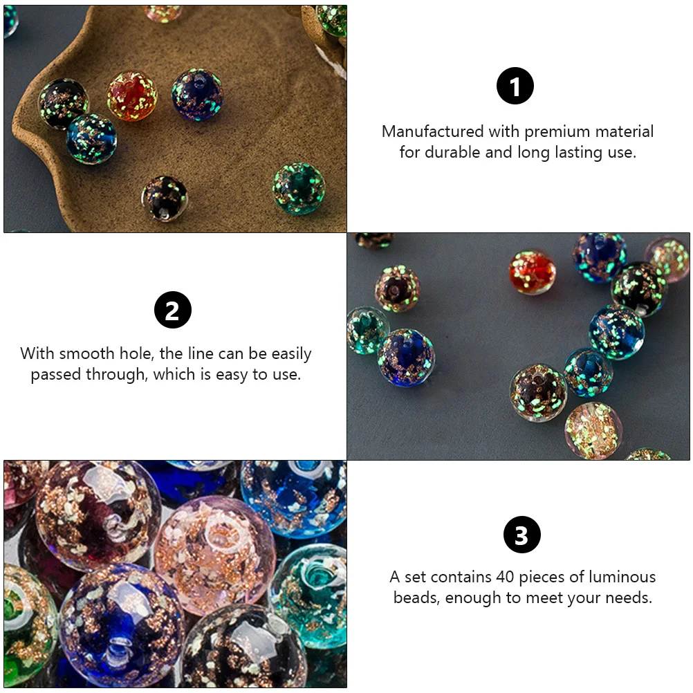 

50 Pcs Crafts Luminous Glass Bead Beads Art Materials Bulk Decoration Jewelry Charms for Jewellery Making