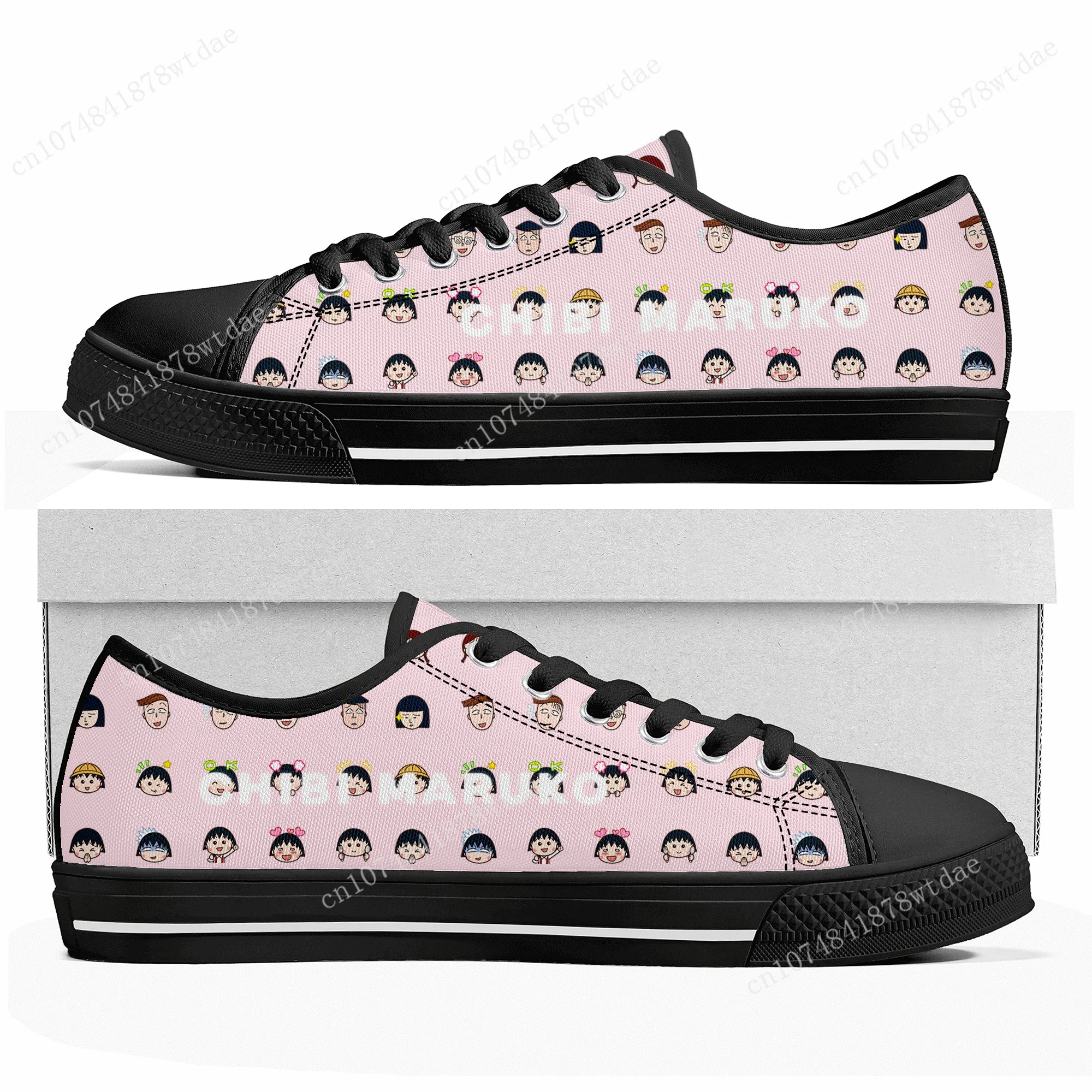 Chibi Maruko Low Top Sneakers Womens Mens Teenager High Quality Canvas Sneaker Casual Japanese Anime Cartoon Customize Shoes
