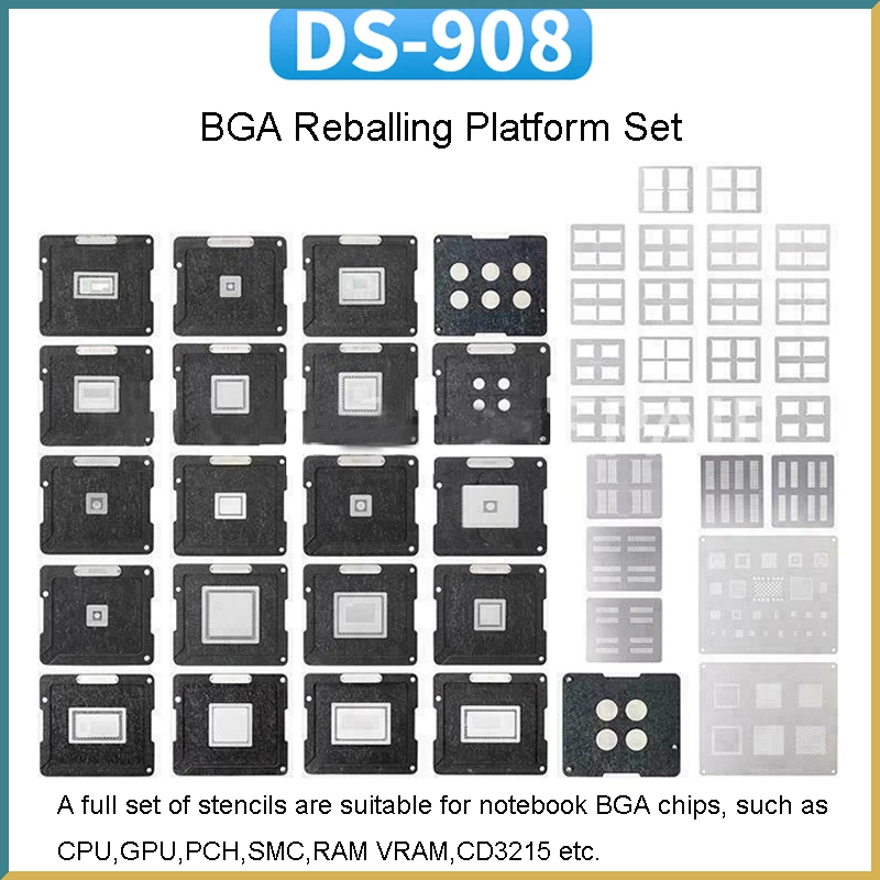 

DS-908 BGA Reballing Platform Set for All BGA Chips CPU GPU PCH SMC RAM Soldering Tool Kit Tin Planting Platform