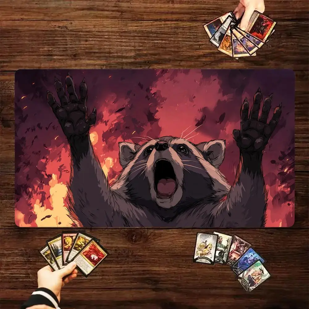 

The Raccoon's Desperate Roar Magic Card Battle Mat MTG Playmat Anti-slip Base gathering gaming mats Board Game Mat for TCG