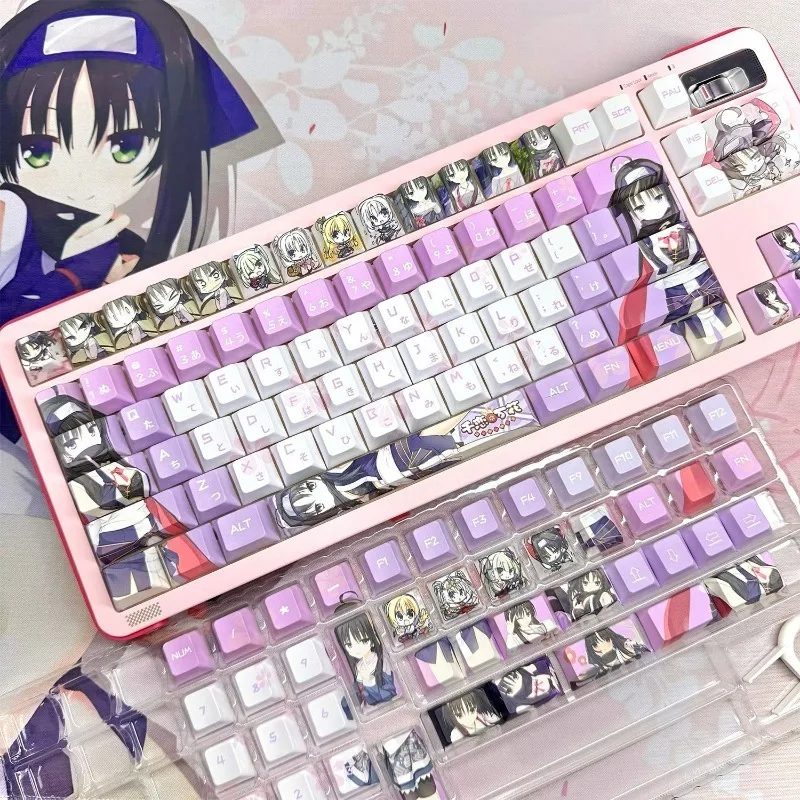 Thousand Love and Ten Flowers Theme Anime Keycap Mechanica Keyboard PBT Customized Cute Keycap PC Game Keyboard Collection Gifts