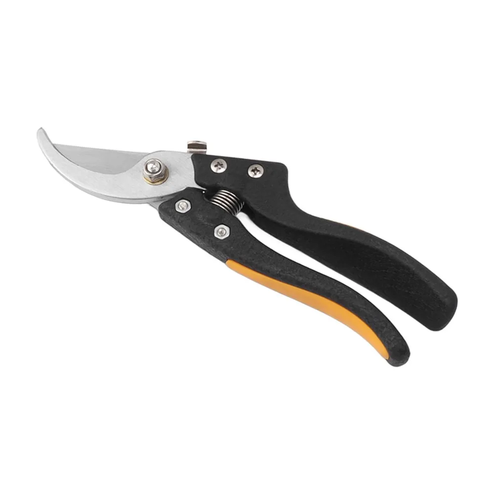 Durable Steel Pruning Shears Black and Yellow Sharp Blade Floral Scissors Hand Operated Ergonomic Handle Garden Shears