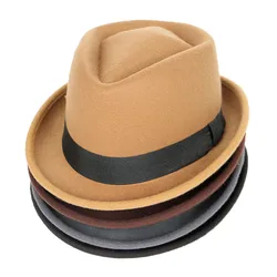 Classic Fedoras Men's Hat Fashion Autumn 2026 Solid Winter Short Sleeve Fedora Jazz Top Hats Women Black Gentleman Felt Cap