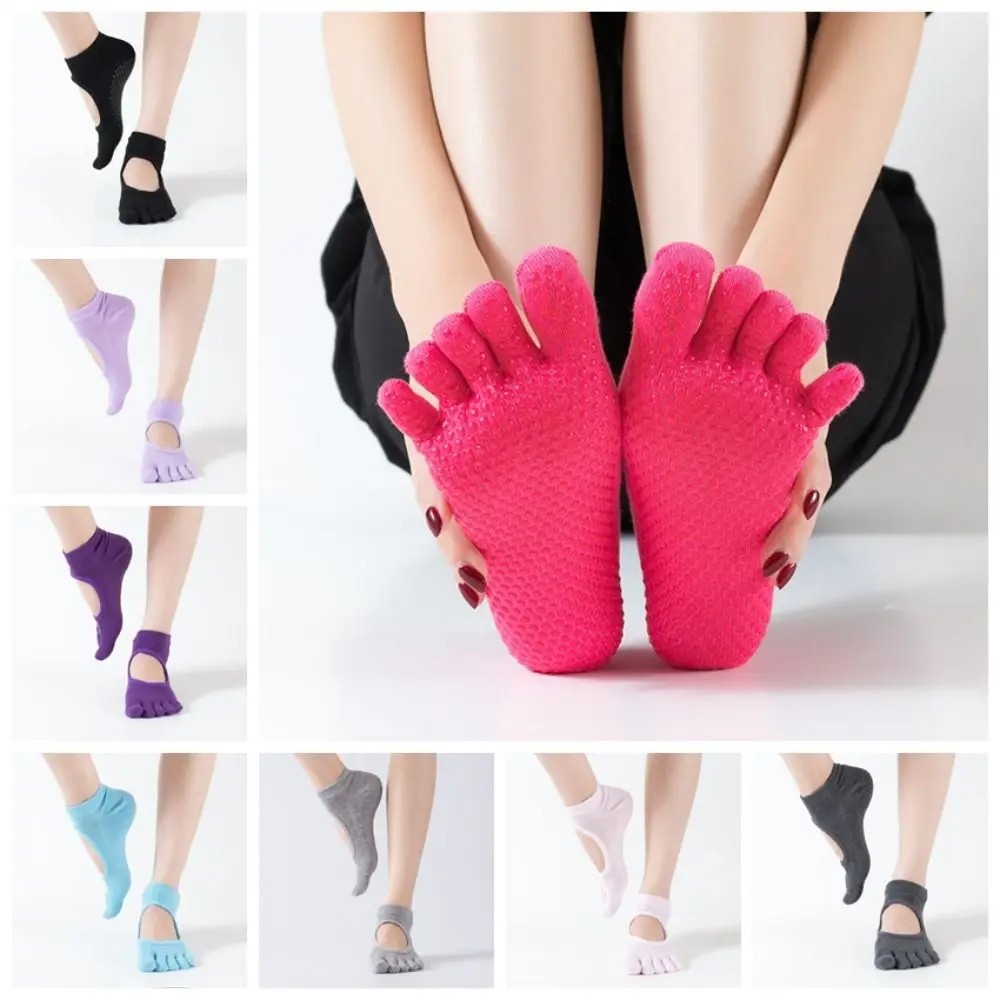 

Polyester Cotton Yoga Dot Socks Non-slip Silicone Glue Five-finger Socks Five Toe Short Tube Yoga Split Toe Fitness Socks