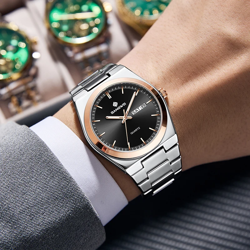 LIGE 2026 أفضل الساعات الفاخرة للرجال BANGWEI موضة كوارتز ساعات المعصم الرياضة مقاوم للماء مضيئة تاريخ ساعة رجالي Reloj Hombre #1