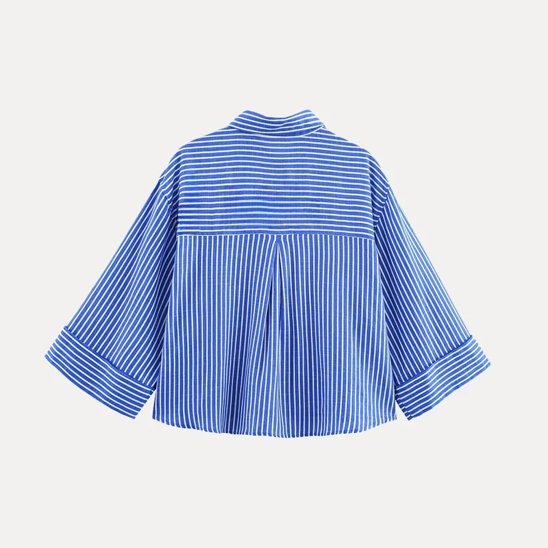 

Summer 2025 Women's Casual irt Wide Sve Turn-down Collar Versatile mat Sle Long Sve Polyester Fiber Z