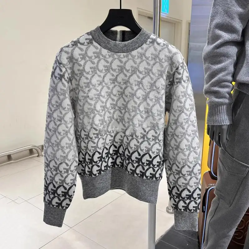 Clearance Sale-New Autumn Winter Ladies Golf Knitwear Jacquard Knit Sweater Warm Long Sleeve Outdoor Sports Pullover Top