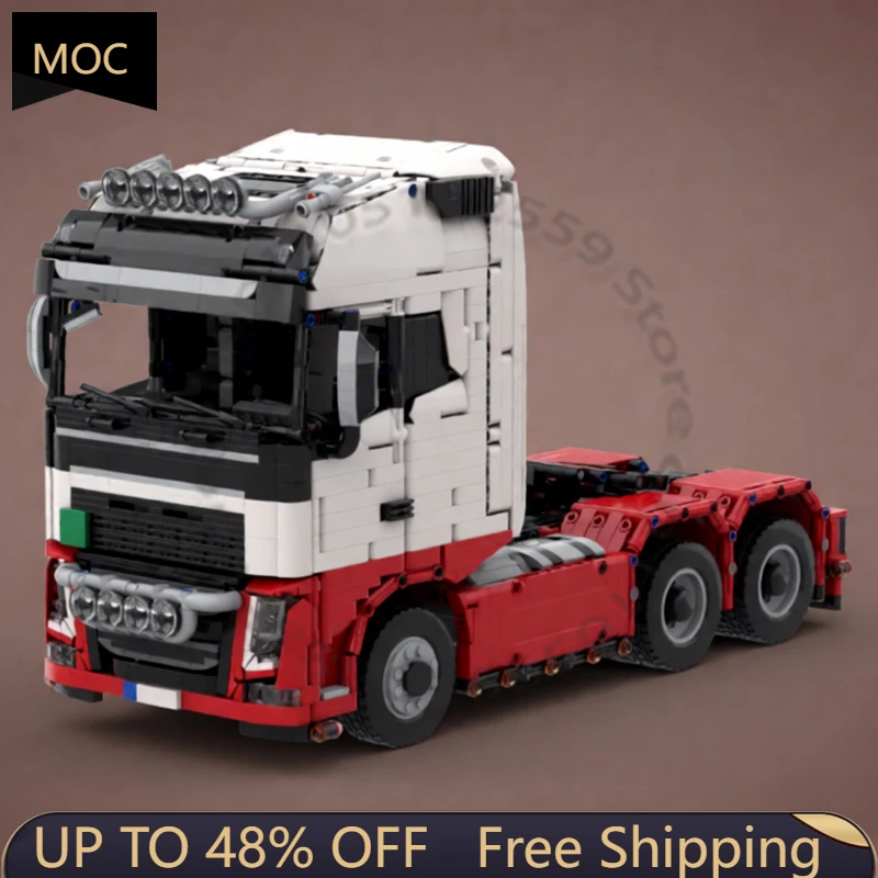 

2866 деталей Скоростной спортивный автомобиль FH16_6X4_красно-белый MOC, модульный конструктор, развивающая игрушка для мальчиков, подарок на праздник